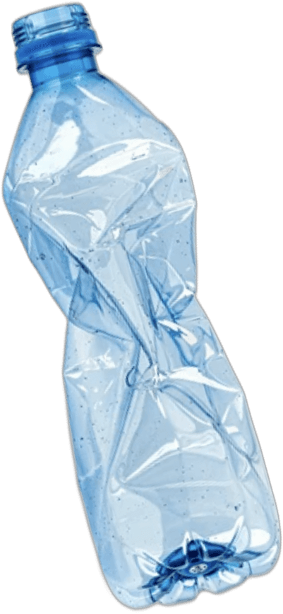 A crushed plastic bottle, the kind of ocean plastic this voyage researches